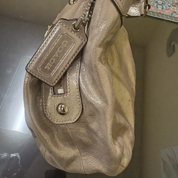 Coach Shimmering Beige Shoulder Bag